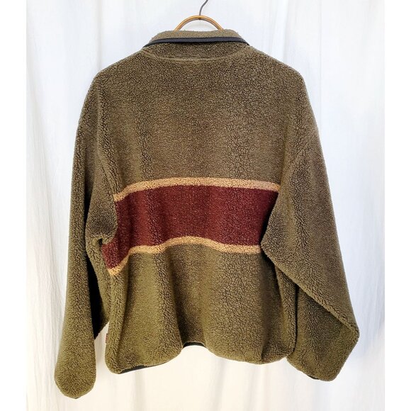 Vintage ‘00s Woolrich Green Red Two Tone Fleece Henley Jacket Mens Size XL - Picture 11 of 12